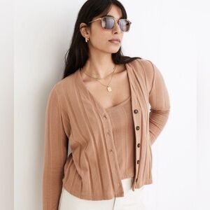 Ribbed Sweater-Knit Cardigan